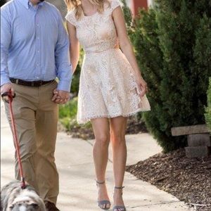 White + Cream Sequin Lace Dress